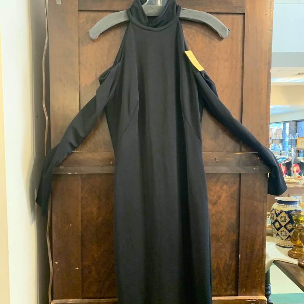 Black off the shoulder mini dress